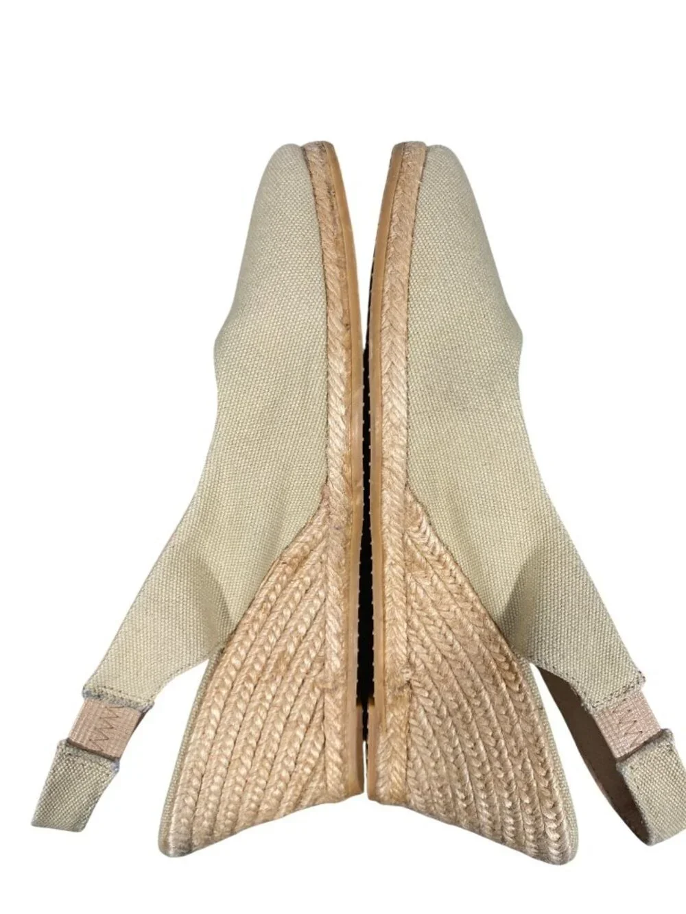 Viscata Barcelona Beige Canvas Slingback Espadrille Wedge Heels Womens Shoes 38